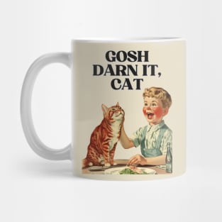 Gosh Darn It, Cat! Funny Retro Vintage Design | Hilarious Feline Art Mug